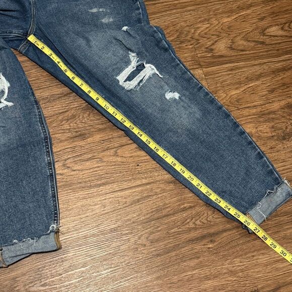 Maurices Medium Wash High Rise Patch Ripped Skinny Cropped Jeans XL - Picture 9 of 11